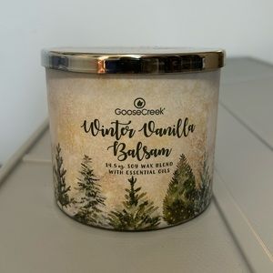 Brand new 14.5 ounce Goose Creek Candle “Winter Vanilla Balsam” scent candle